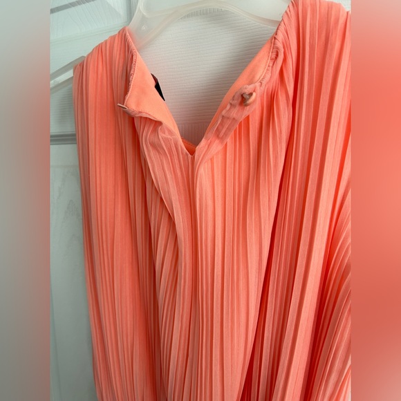 Black Collection Peach Pleated Midi Dress - Picture 3 of 4